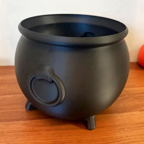 Black solid halloween cauldron - black,