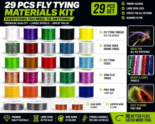 29pc fly tying materials kit - materials,