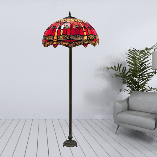Red floor lamp tiffany - red,