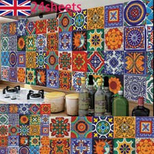 24X Moroccan Tile Stickers Peel and Stick Wall Tiles Backsplash S M L UK