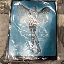 🦵👠New Pair Silkies Size LARGE Ultra Control Top Tights BARELY BLACK Sheer