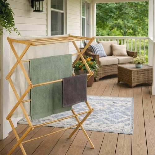 Tier bamboo wooden clothes - wooden,