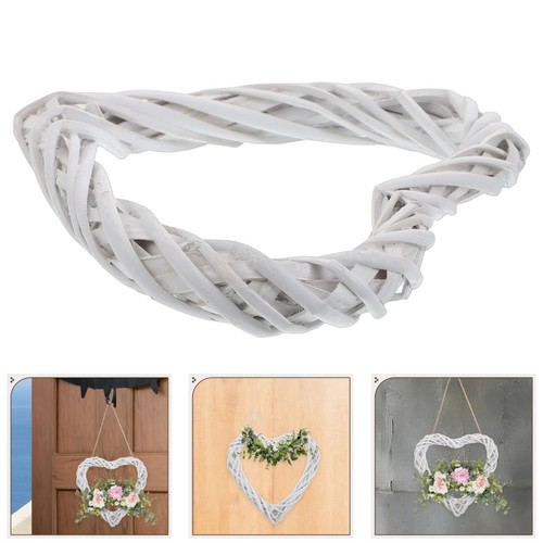Wicker heart wreath white - wreath,