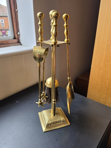 Vintage brass plated fireside - brass,