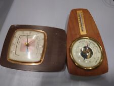 LOT OF 2 Vintage Fisherman Thermometer With Barometer Weather Station Not Workin