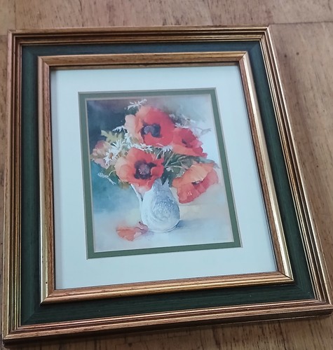 Vintage framed poppy - poppy, floral