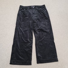 M&S Jeans Womens Size 18 Short Black Dark Wash Corduroy Wide Leg Relaxed Fit