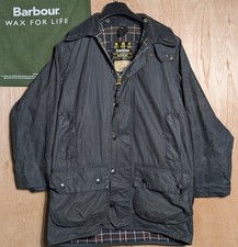 Barbour Vintage A155 Beaufort Wax Jacket C38 Medium 90's Navy Blue Waxed Country