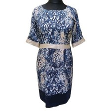 Fee G Shift Dress marble Beige blue Size 12 short sleeves Irish designer