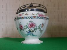 Crescent Ware Old Swansea J C & Sons Biscuit barrel with Handle Silver Plate lid
