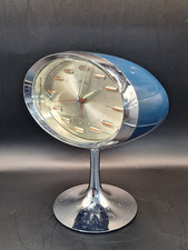 Vintage 70's Japan Rhythm Alarm Clock Blue Back Rare Face Colour Free-Standing