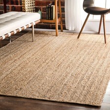 Natural Fiber Jute Rug Rectangular - Braided Eco Rug for Living Room Hallway