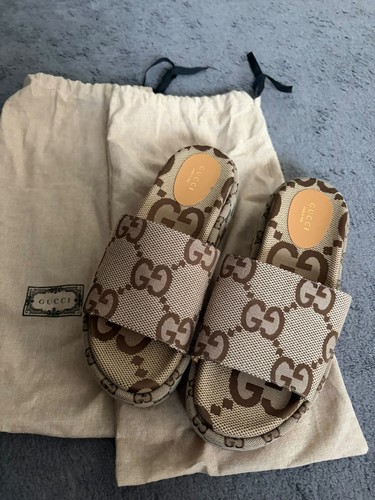 Platform gucci canvas slides - canvas,