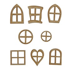 8 Pack MDF Wooden Fairy Door Pack Mixed Fairy Miniature Windows Assorted Small