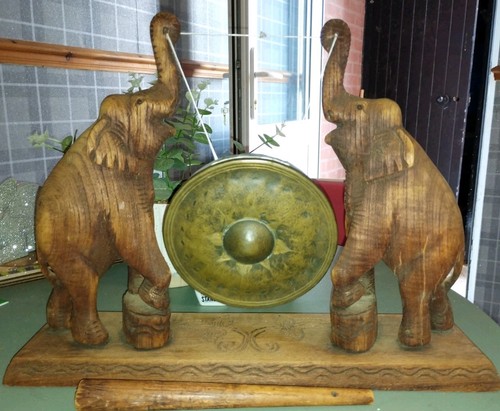 Antique wood two elephant - antique,