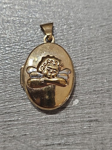 9ct yellow gold angel locket - 9ct,