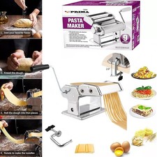 PASTA MAKER SPAGHETTY ROLLER LASAGNE CUTTER MACHINE NOODLE PRESS DIY 9 SETTINGS