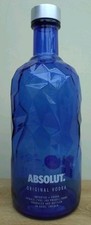 Empty Absolut FACET Vodka Bottle 70cl - Limited Edition 2016 - Blue Glass - VGC