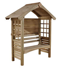 Garden Arbour Seat Outdoor Pressure Treated Wooden Forest Cadiz 197 x 169 x 73cm