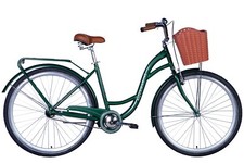 City Bike Women's 28" Basket Urban Retro Carrier Steel Green RH 48Cm