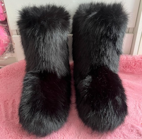 Black faux fur - black,