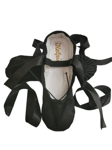 Black satin ballet shoes kids - ballet,