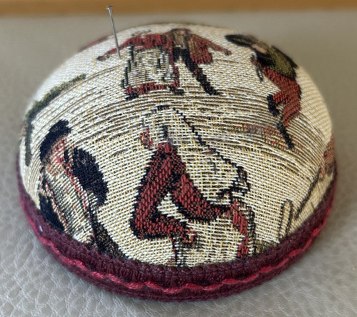 Vintage needlepoint dome pin - dome,