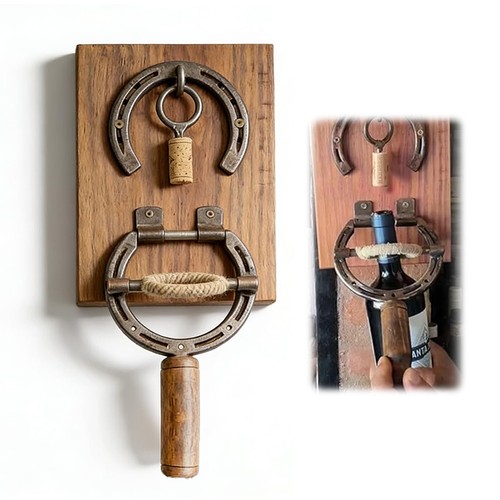 Rustic horseshoe wine opener - rustic,