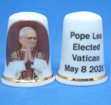 Birchcroft China Thimble -- Pope Leo Elected May 2025 -- Free Dome Box