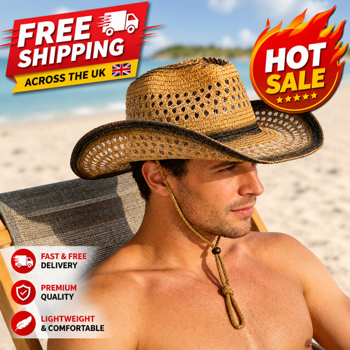 Men straw panama cowboy - men's, hat