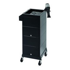 Sibel Discrete Hairdressing Trolley Lock Service Black Hair Salon Cart Barbers