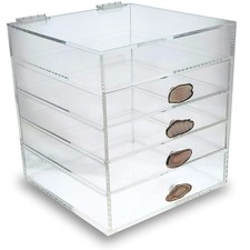 OnDisplay Ultimate Diva Cosmetic Organization Station-12" Cube-Gold/Silver Agate