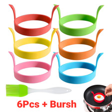 6x Silicone Non Stick Egg Frying Ring Perfect Circle Round Shape Pancakes Mould