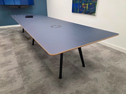 Matt navy boardroom table with - boardroom,