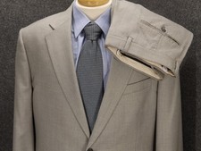 Jos A Bank Suit 42R Gray 20% Silk 80% Wool 35x29.5 Pleat Pants 2 Piece 2 Button