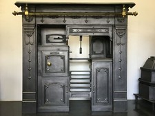 Restored Antique Cast Iron Victorian Kitchen Cooking Range Fireplace Hob (QP348)