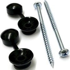 CORRUGATED SHEET FIXINGS 3" (75mm) ROOFING SCREWS WITH BLACK & CLEAR STRAP CAPS