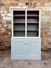 Vintage Painted Dresser Cabinet with Shelves and Cupboard Storage