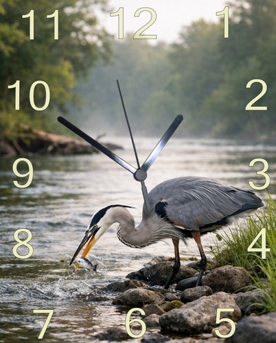 Heron wall hanging clock - heron,wall,
