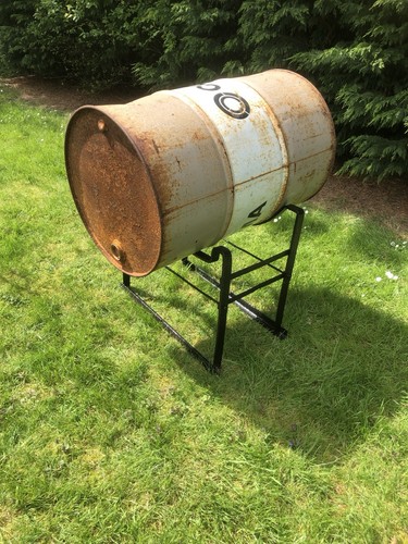 Vintage oil drum stand - oil,