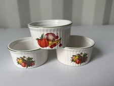 White Retro Fruit Print Ceramic Ramekins Set of 3