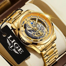 LIGE Mens Stainless Steel