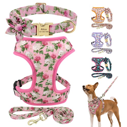 Big flower walking dog harness - walking,