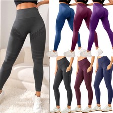 Women High Waist Yoga Pants Pockets Push Up Leggings Bum Butt Lift Sport Gym UK
