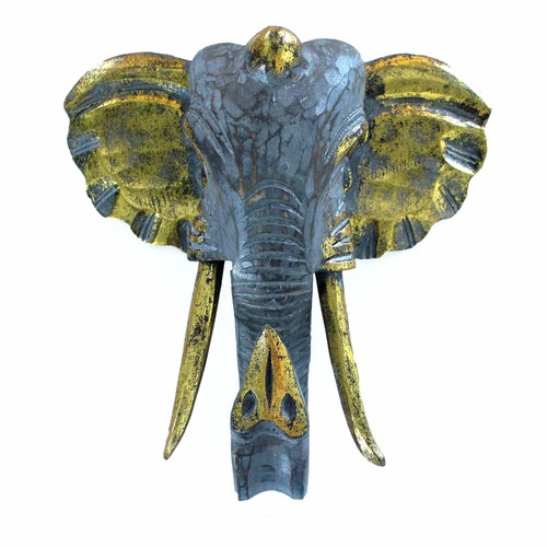 Wooden carved elephant - carved, large
