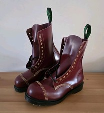Solovair Limited Edition Cherry Red 11 Eye Steel Toe Derby Boot UK Size 8