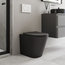 Back to Wall Toilet Rimless BTW Pan Soft Close Seat Matt Black Bathroom Modern