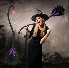 Halloween Witch Broom Decorations Cosplay Accessory Plastic Harry Potter Magic