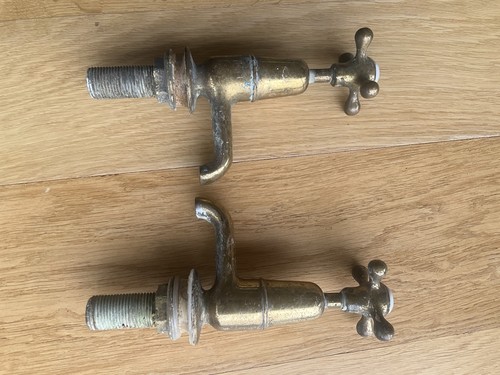 Vintage brass basin taps hot - brass,