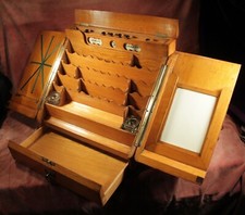 ANTIQUE c1890 STATIONERY BOX & DATE CALENDAR QUALITY OAK CABINET v nice